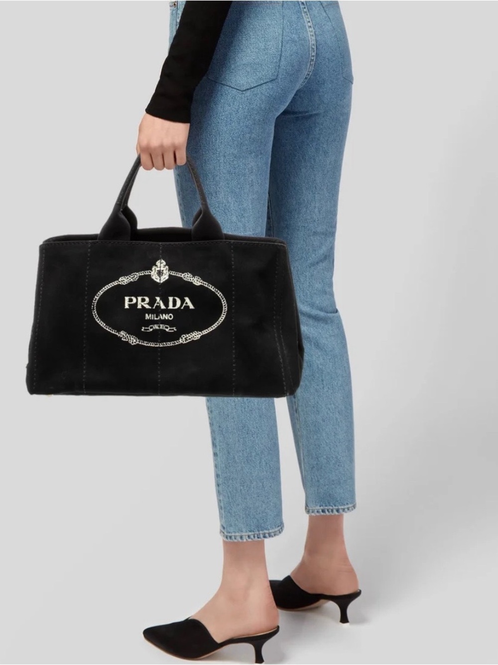 Prada Black Canapa Canvas Tote - Picture 2 of 8
